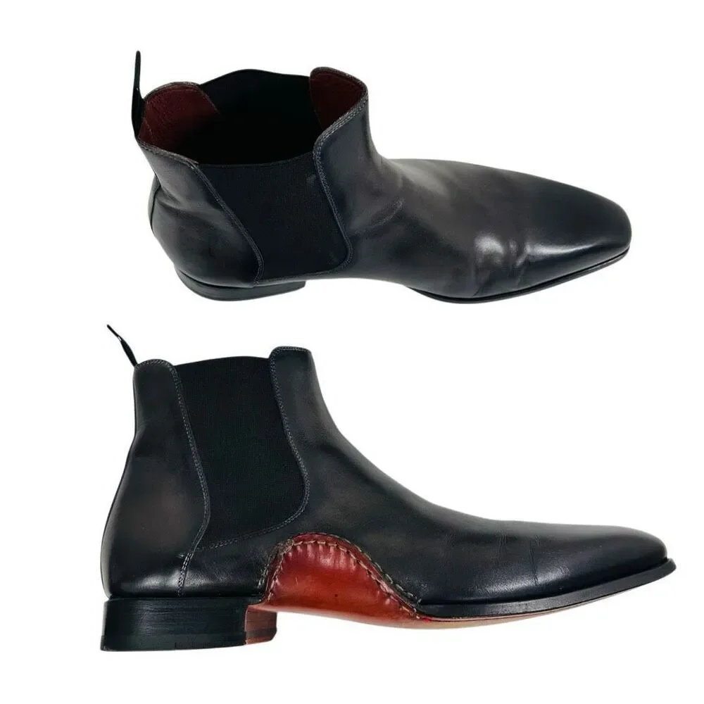 Magnanni Nero Black Leather Chelsea Boots Men’s Size 10